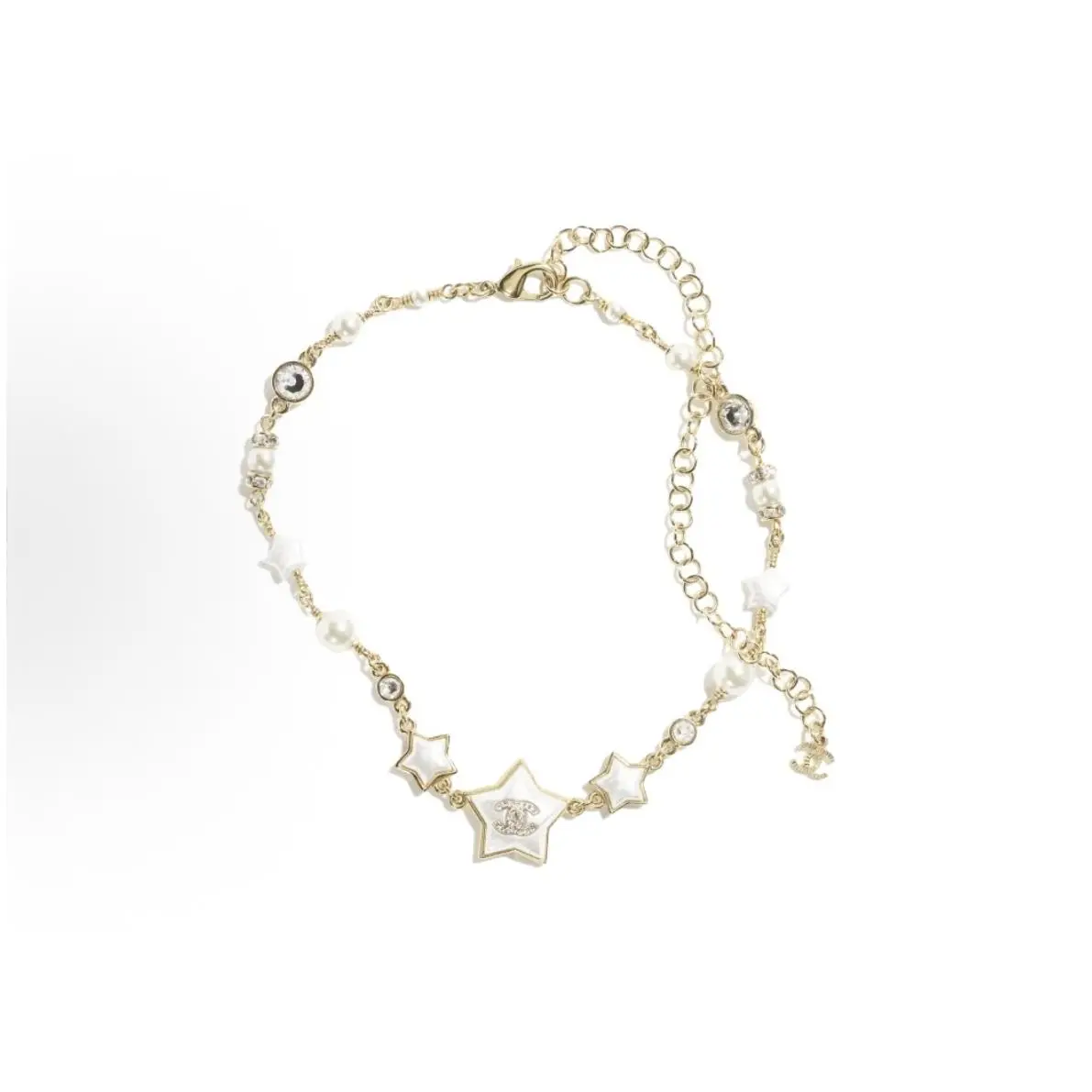 Pre-owned CHANEL NECKLACE DOUBLE C STAR PEARL ALLOY P226967891
