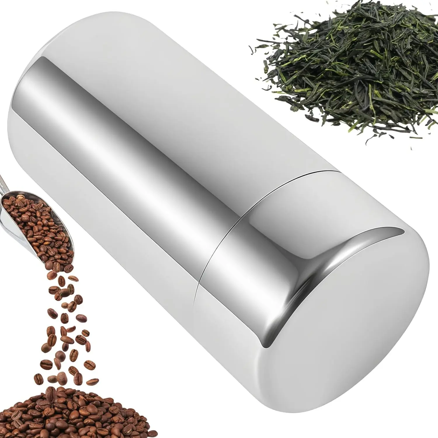 L Size  Canisters for Loose , 19.4oz  Coffee Sugar Canister Set, Stainless Steel  Tins, Stainless Steel Matcha Canister with Airtight Double  for Storaging Sugar