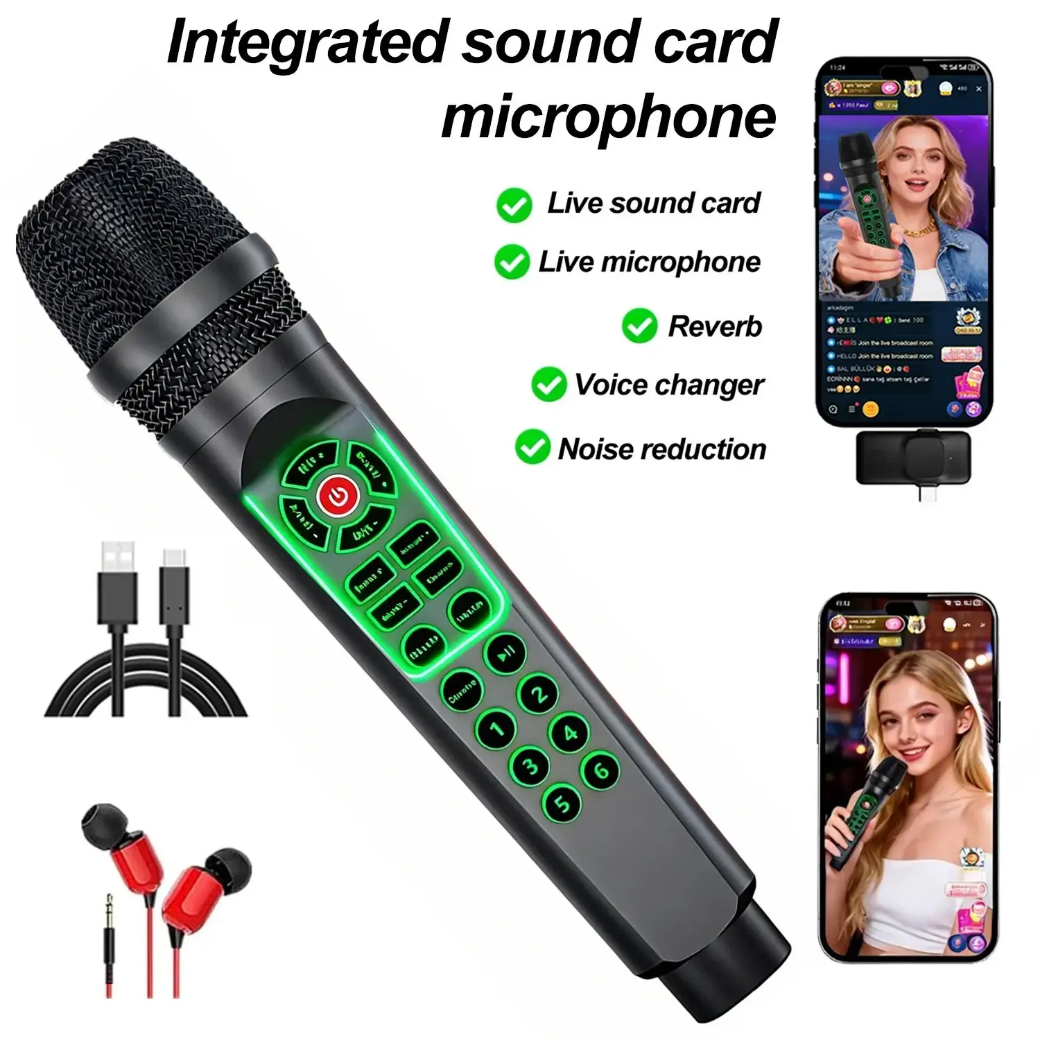 Portable Audio Interface Mic, Professional Podcast Live Streaming Device, Voice Changer, Dj Sound Controller, PC & Laptop Compatible