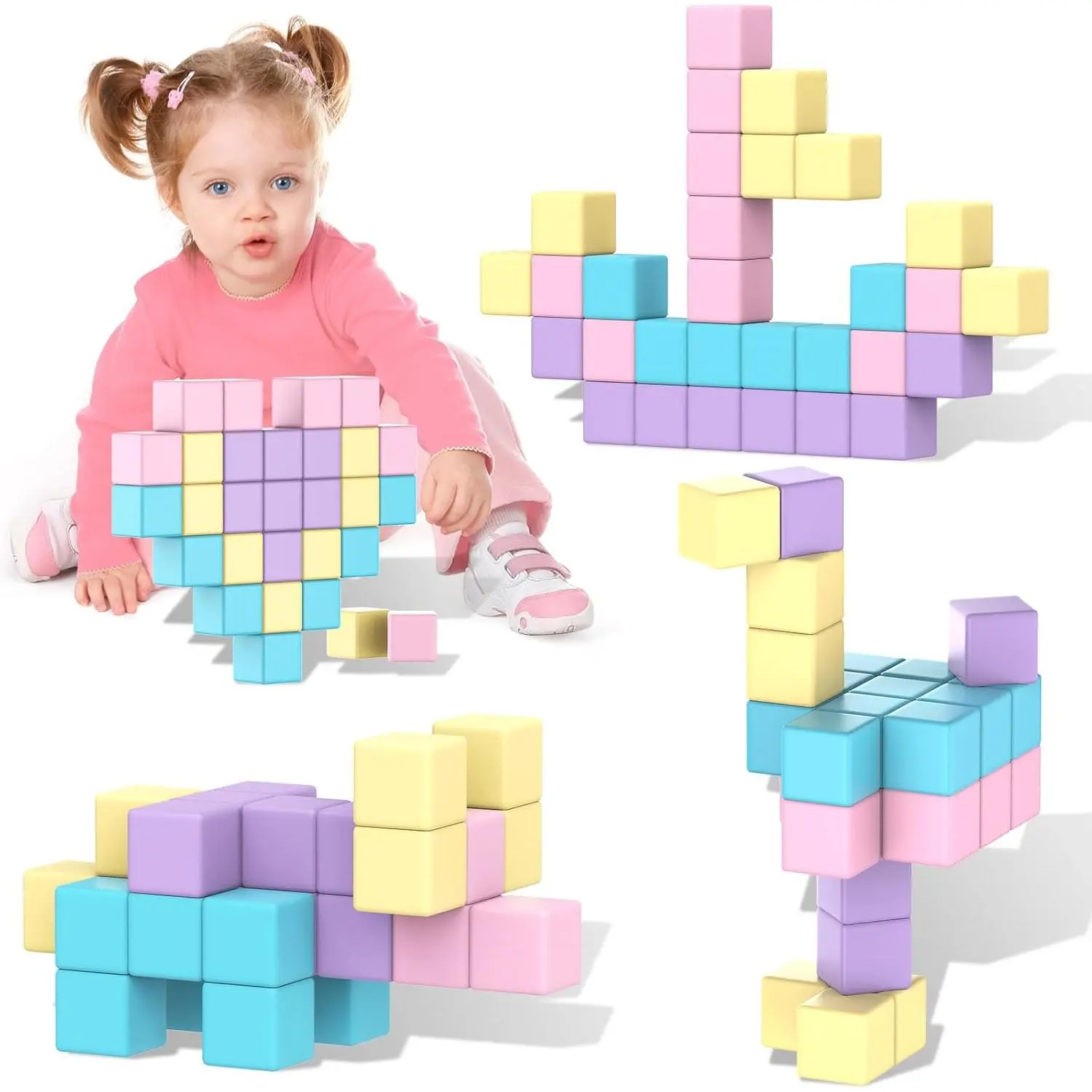 Magnetic Building Blocks Toys  Toddler Girls Boys Age 3-5 5-7 4-8 Macaron Magnetic Blocks Stem Sensory Toys, Preschool Learning Activities Birthday  3 4 5 6 7 Year Old Boys Girls