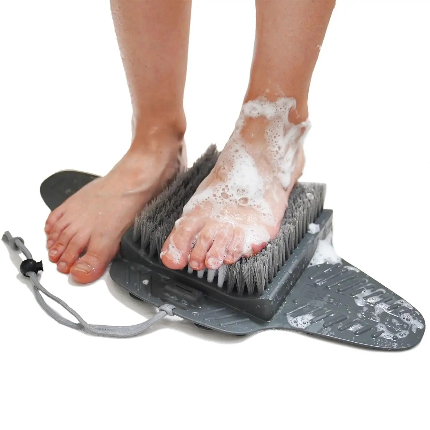 Shower Foot Scrubber Mat with Pumice Stone - Cleans, Smooths & Removes on Foot Bending, Foot Callus Remover with Non-Slip Suction Cups, Foot Scraper for Shower &