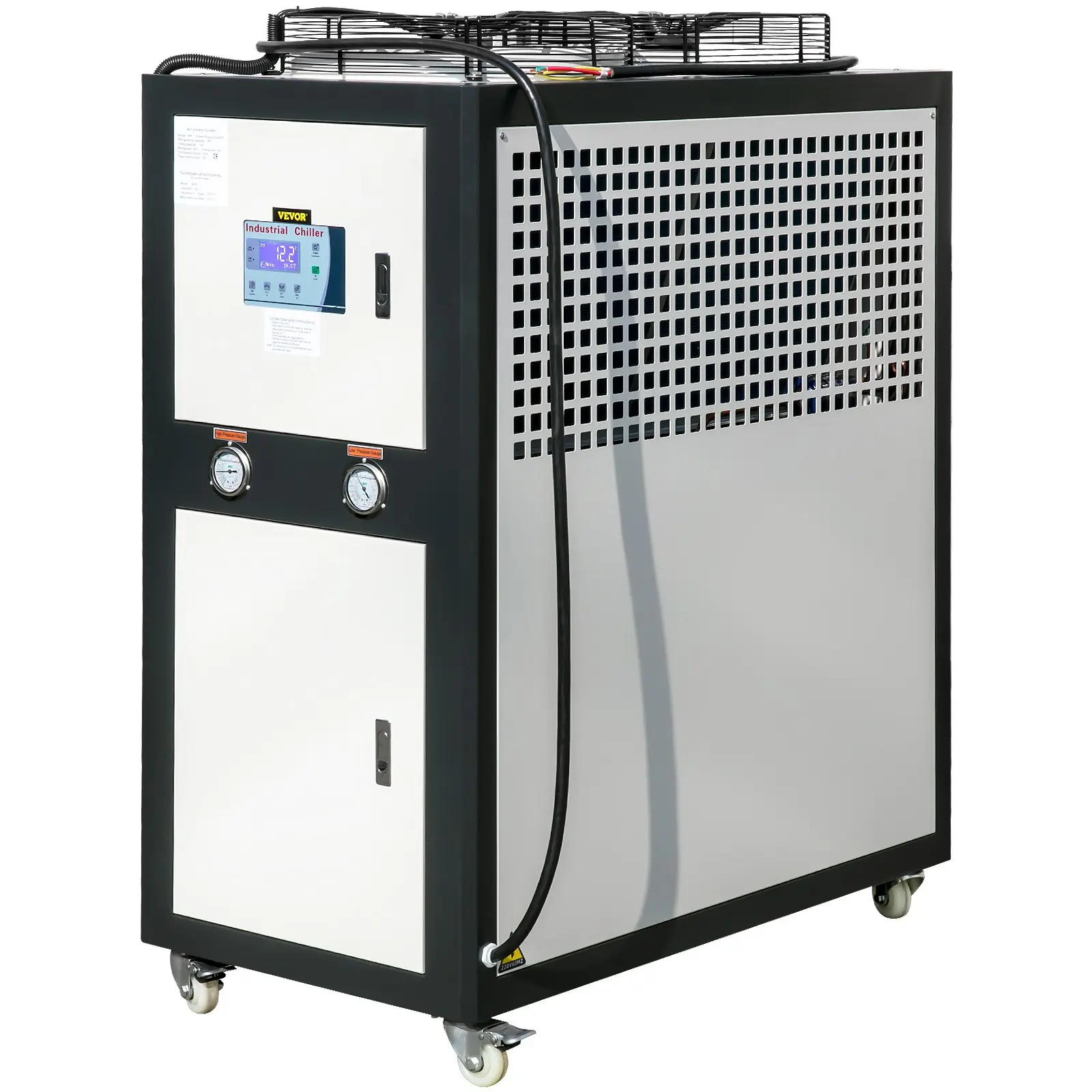 【Summerfinds】VEVOR Water Chiller 6Ton Capacity, Industrial Chiller 6Hp, Air-Cooled Water Chiller, Finned Condenser, with Micro-Computer Control, Stainless Steel Water Tank Chiller Machine for Cooling Water