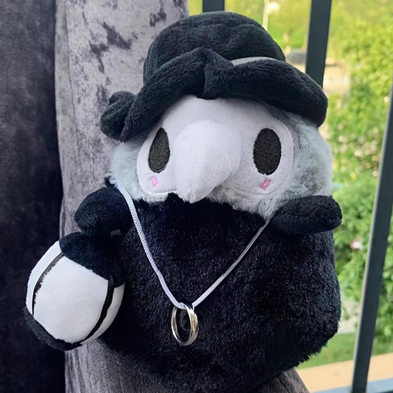 Cute Plague Doctor Design Plush Toy, 1 Count Horror Stuffed Plushie Pillow, Fluffy Plague Doctor Stuffed Figure Toy, Gift for Childern and Friends, Kreeptures Plushies, My First Addiction Toys, Halloween, Cuddly Stuffed Animal