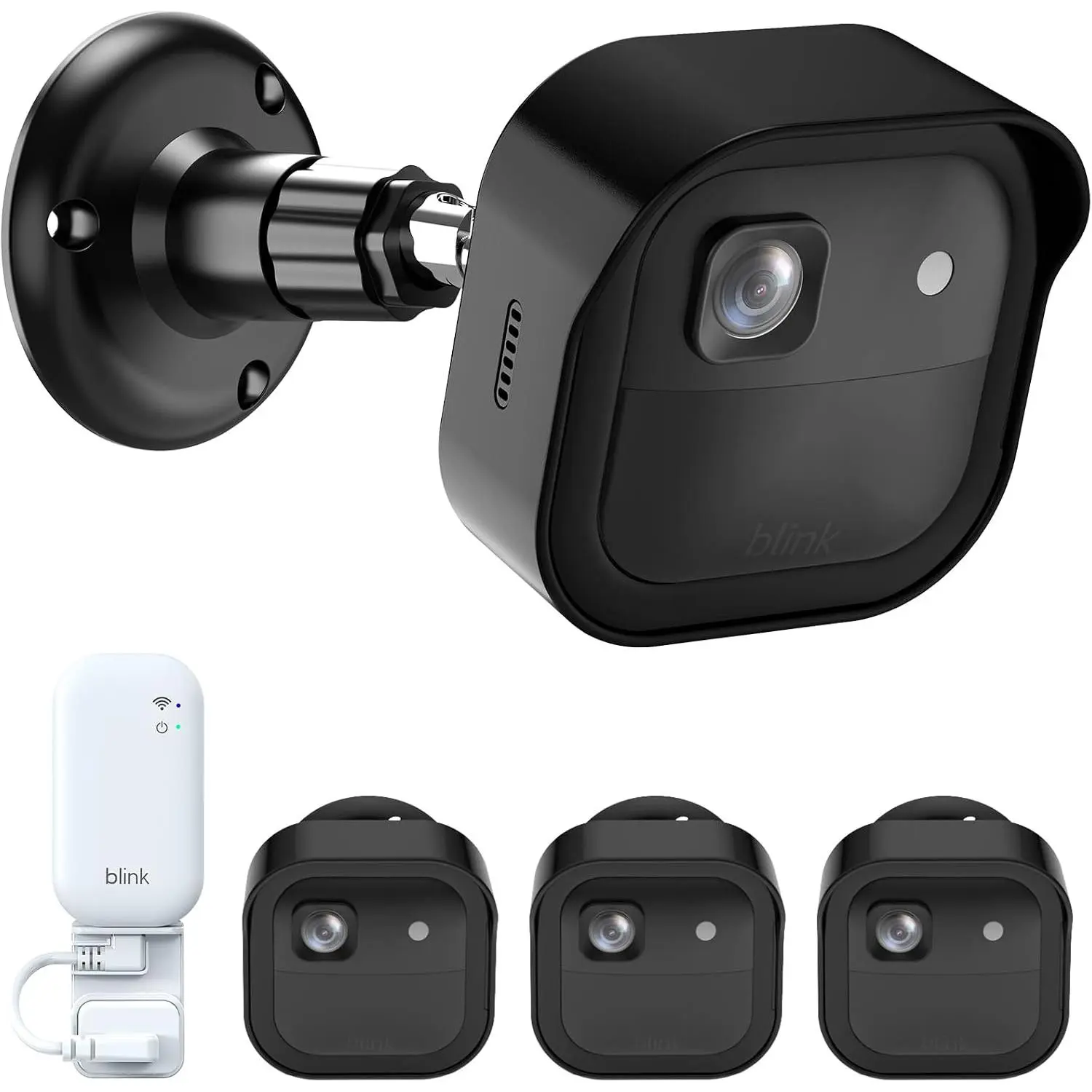 Blink Camera Mount for Outdoor +, 3 Pack Protective Housing and 360° Adjustable Bracket,  Case for Easy  Change,  Management Blink Sync Module Mount(Black)