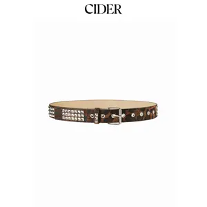 Cider LEOPARD PRINT STUDDED BUCKLE BELT