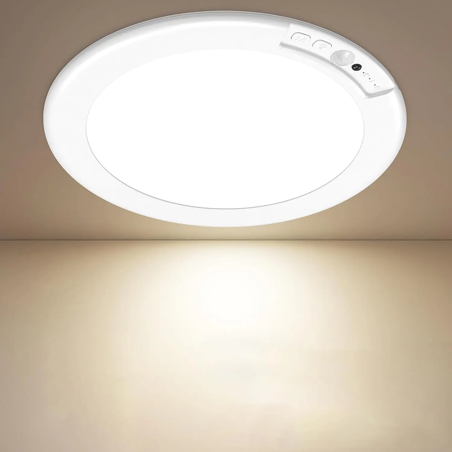 10" 8000mAh Rechargeable Motion Sensor Ceiling Lights with Remote, Battery Operated Closet Lights No Wiring, Wireless LED Shower Lights, 3 Color Dimmable Overhead Lamp for Closet Shower Pantry Hallway