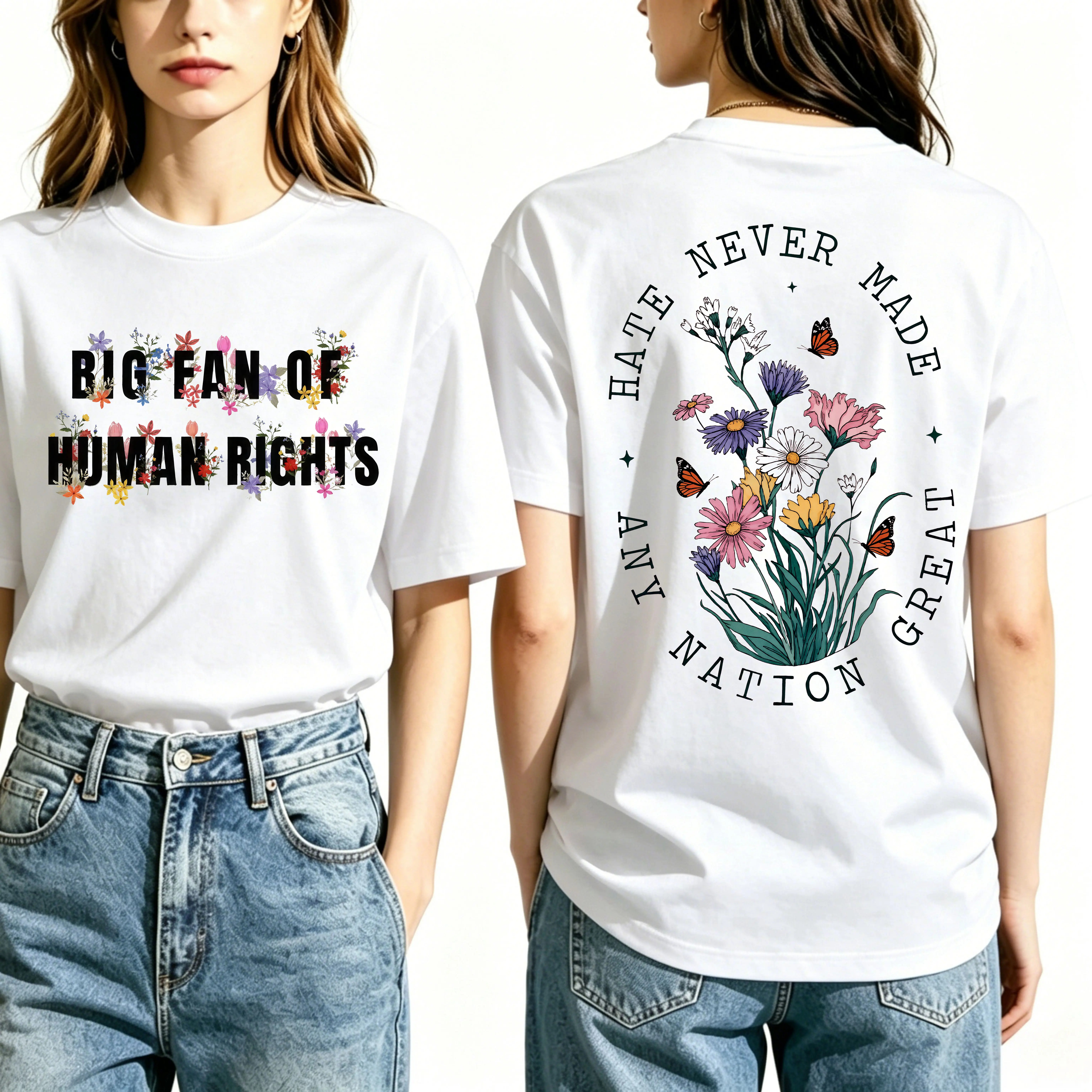 Big Fan of Human Rights Tee - Unisex Shirt  Human Rights Shirt, Political Activism Shirt, Feminist Gift - Double-sided printing Casual Lightweight