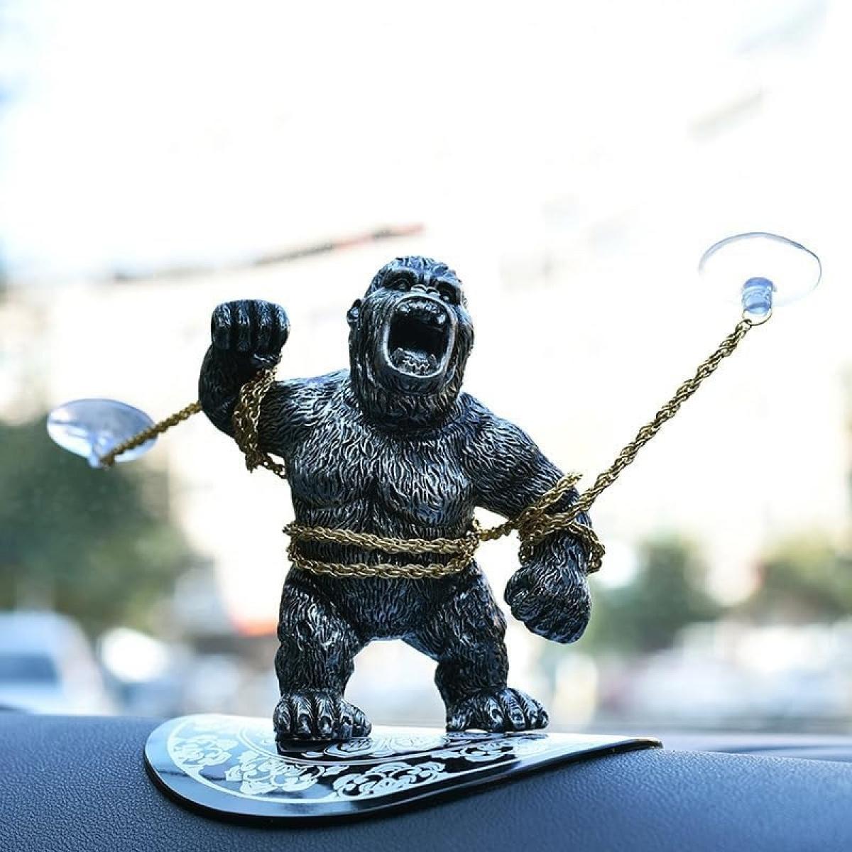 Crazy Gorilla Dashboard Decor| Anti-Slip Base, Funny Car Ornament