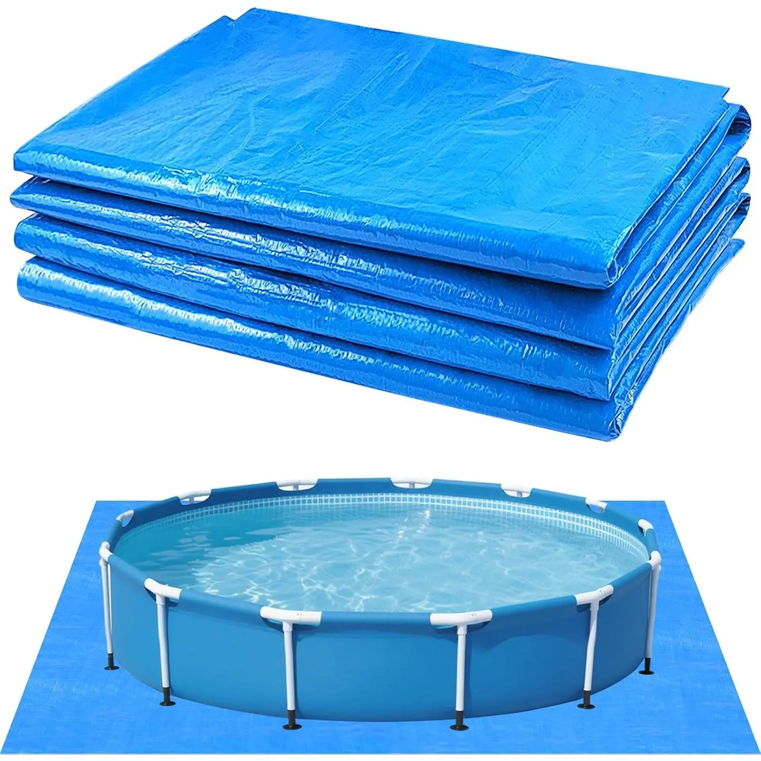 9Ft Pool Ground Cloths,Heavy-Duty Swimming Pool  PE Swimming Pool Liner Pad for Protect Above Ground Pool Blankets for 6ft to 8ft Frame Above Ground Pools Accessories Prevents Punctures
