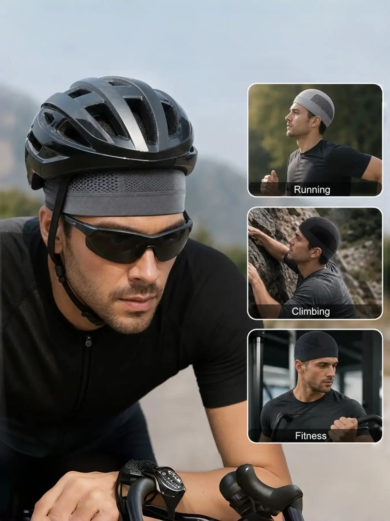 Unisex Cooling Skull Cap Set (2/3Pcs) - Mesh Fabric Ventilated Helmet Liner, Lightweight Under Helmet Sweat Liner for Cycling, Motorcycle Hard Hats