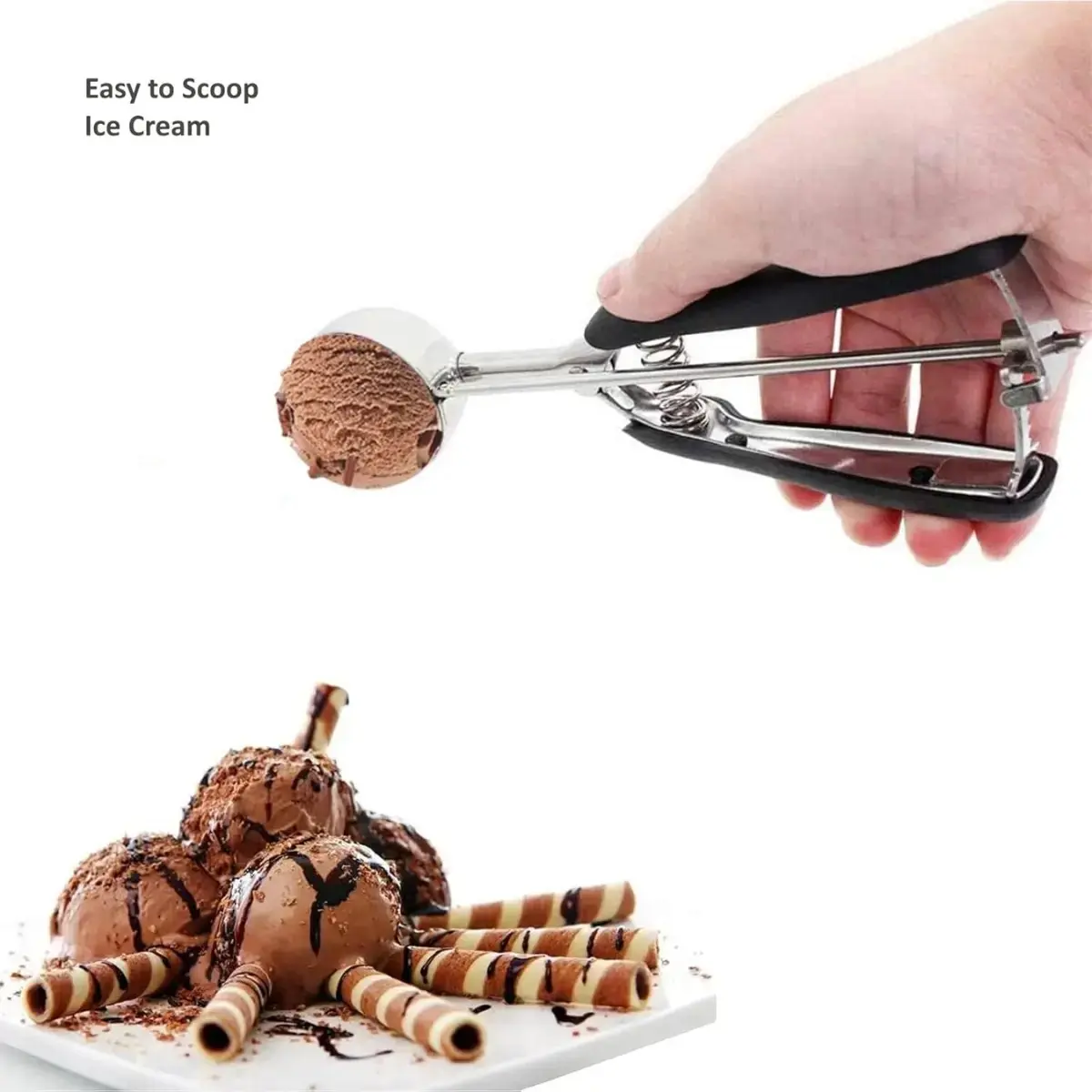 Ice Cream Scoop, 18/8 Stainless Steel Cookie Scoop, Cookie Scoops for Baking, 2 Tbsp/ 30 ml/ 1 oz Cookie Dough Scoop, Ice Cream Scooper with Trigger Release, Cookie Scooper for Baking