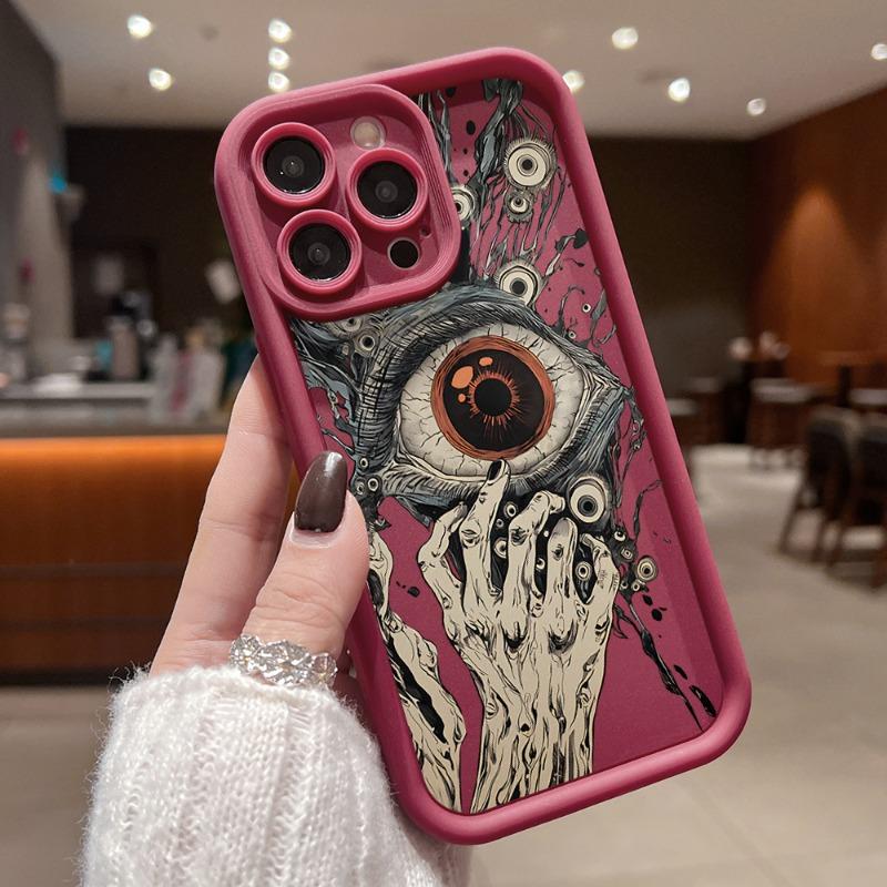 Case for IPhone 17 Pro Max 16 Plus 15 14 13 12 11 Air E with Patterns of Eyes and Strange Hands Full of Weird and Mysterious Style Phone Case Anti-Scratch Shockproof Soft Silicone Protective Cover