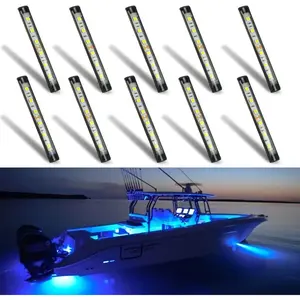 Waterproof Blue LED Marine Night Fishing Lights, Self Adhesive No Drilling Install Boat Interior Courtesy Lights for Yacht, Pontoon and Fishing Boat Cabin