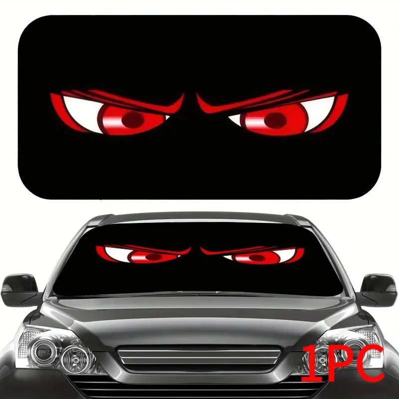 Base Eye Devil Cartoon Sun Visor, Foldable UV Protection Windshield Shade, Summer Car Sunshade for Sedan Suv Truck, Front Window Sun Shade for Car
