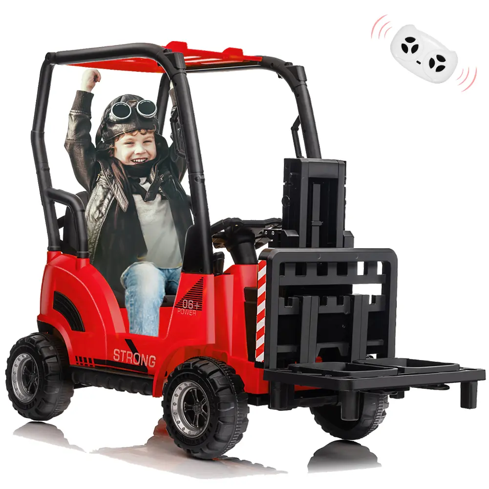 12V Kids Electric Forklift Ride-On Truck w/ Parent Remote Control & Play Tent - Liftable Fork & Pallet, 2-Speed, Music