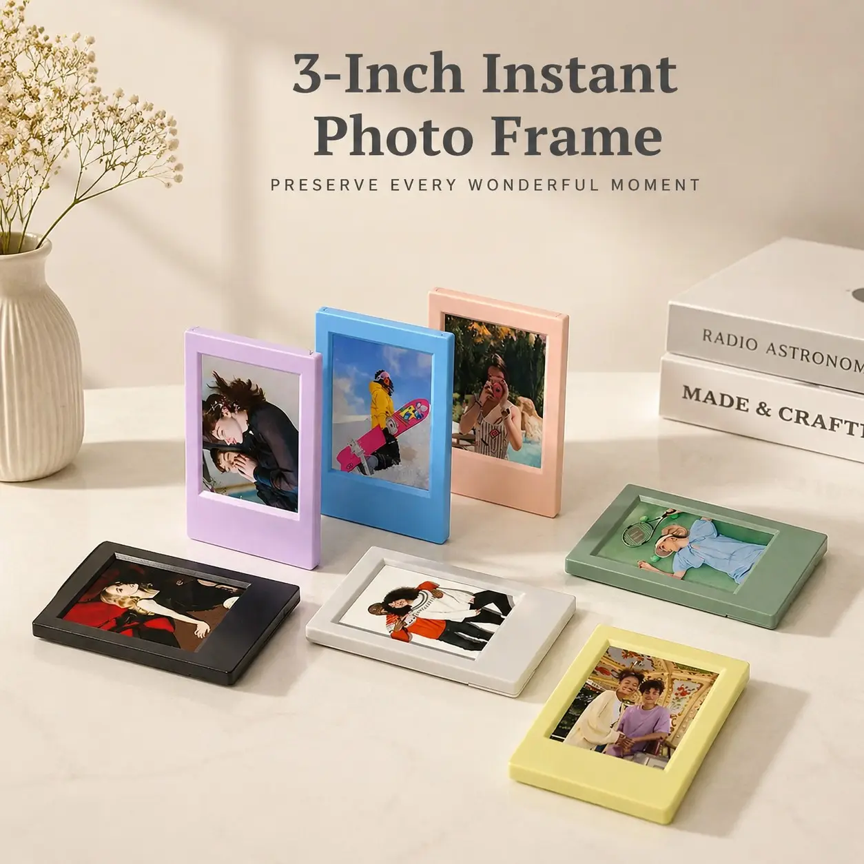 5pc Mini Classic Vertical Photo Frame, 3r Polaroid Frame, Simple Colorful Creative Photo Holder, Party Holiday Gift, No Magnet Included
