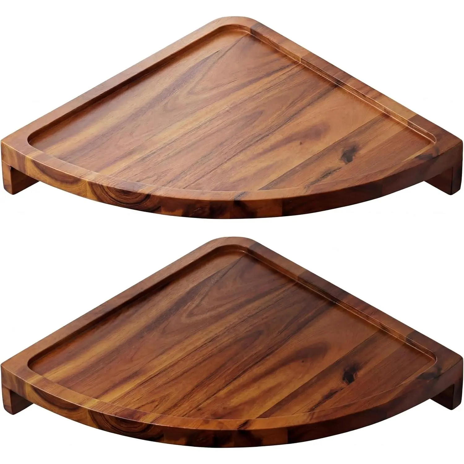 Round Floating Corner Shelves,  Acacia Wall Shelf, Set of 2 | Wall-Mounted Storage Shelves for  Decor, Living Room, Kitchen, Office & Bedroom, Space-Saving  Display