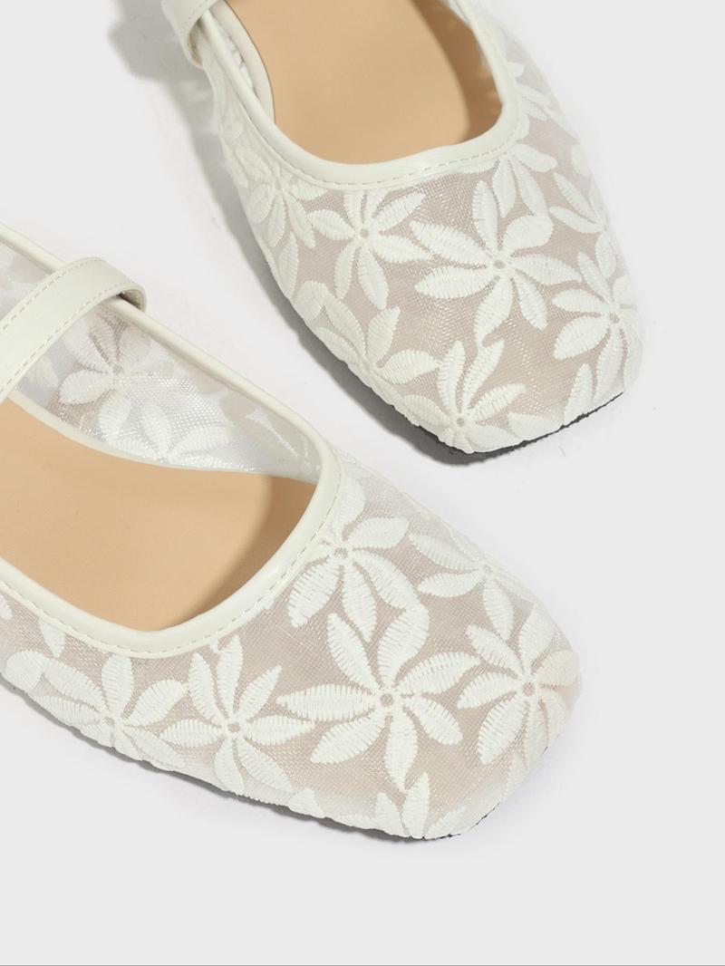 Women's Elegant Lace Pattern Ballet Flats, Ballerina Flats, Fashionable Pointed Toe Flat Shoes for Summer, Lightweight Breathable Comfortable Shoes for Daily Wear, Girl