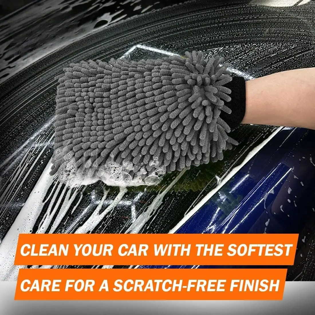 High-Quality Chenille Microfiber Car Wash Gloves, Scratch-Resistant, Lint-Free, High Absorbency, Dual-Sided Design, Ideal for Car Washing and Detailing