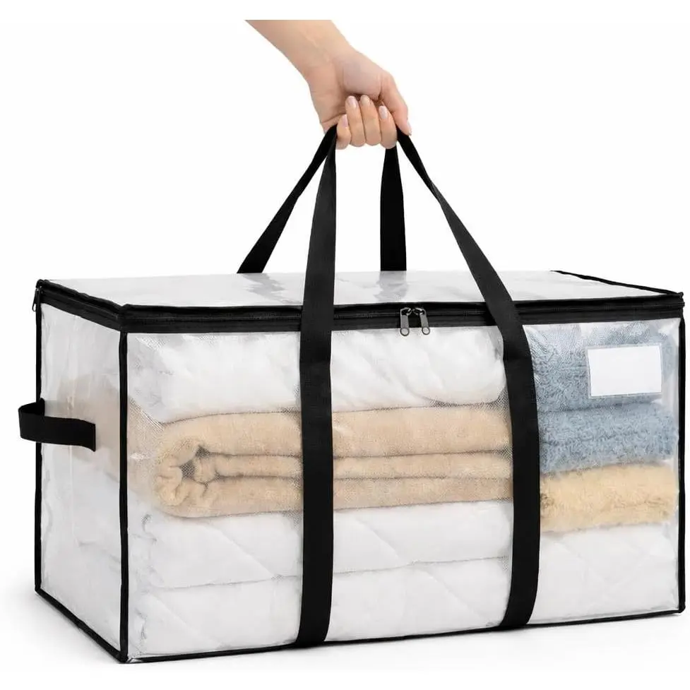 Comforter Storage Bags with Zipper and Handles (90L) -  Heavy Duty Moving Bags,  Blanket & Clothes Storage Bags, Foldable Under Bed Storage  for Bedding, Closet, College Dorm