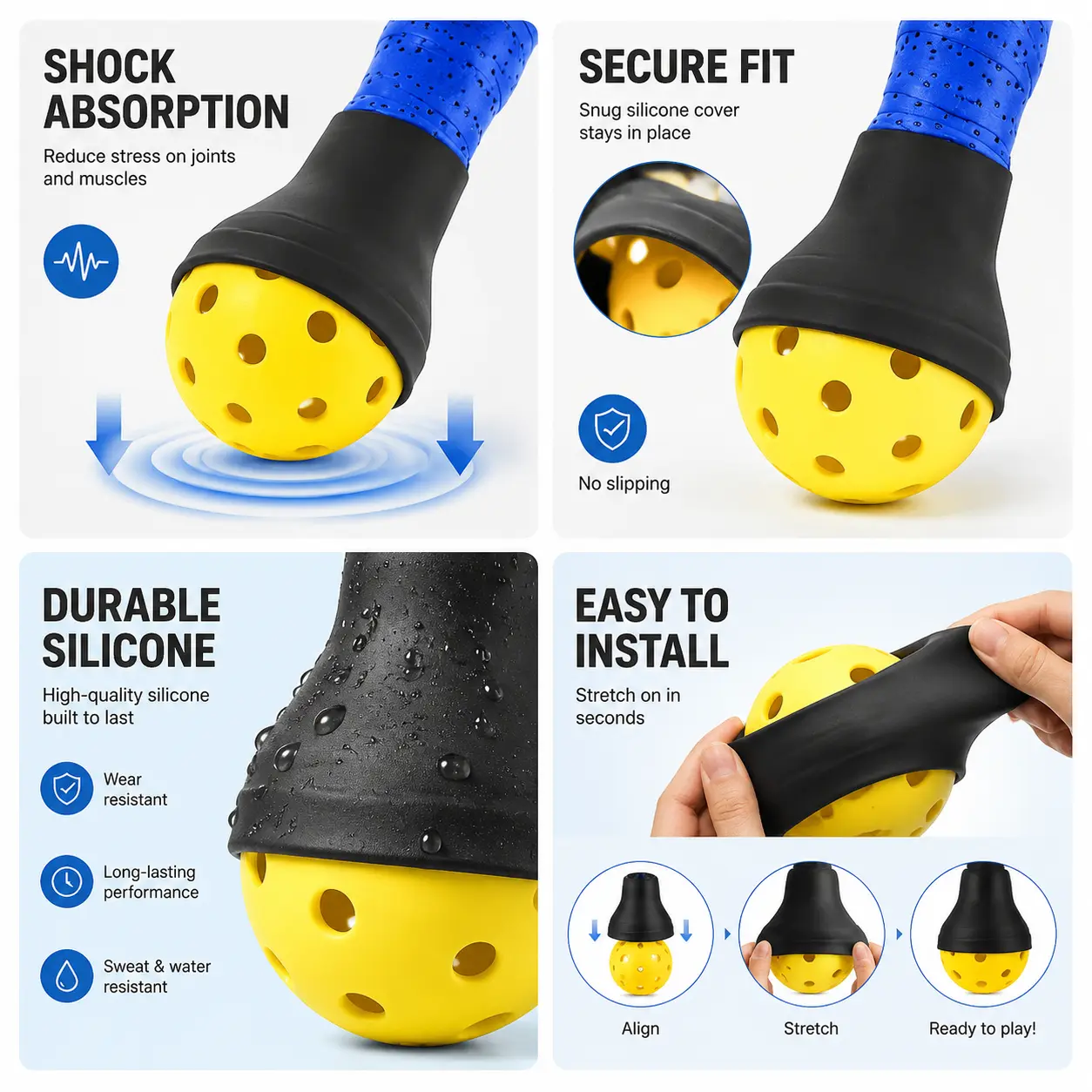 Professional Outdoor Pickleball Ball Retrieval Tool with Flexible Silicone Suction Cup, Lightweight Ergonomic Design for Easy Court Cleanup and Efficient Practice Sessions