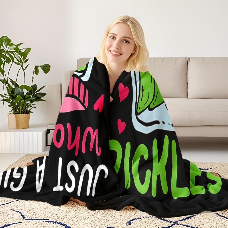 Festive Jelly Pickle Fleece Blanket Just A Girl Who Loves Pickles Blanket: The Viral Pickle Lover Throw Blowing Up TikTok, Ultra Soft Plush Fleece Blanket Printed In USA For Pickle Obsessed Foodies & Meme Fans