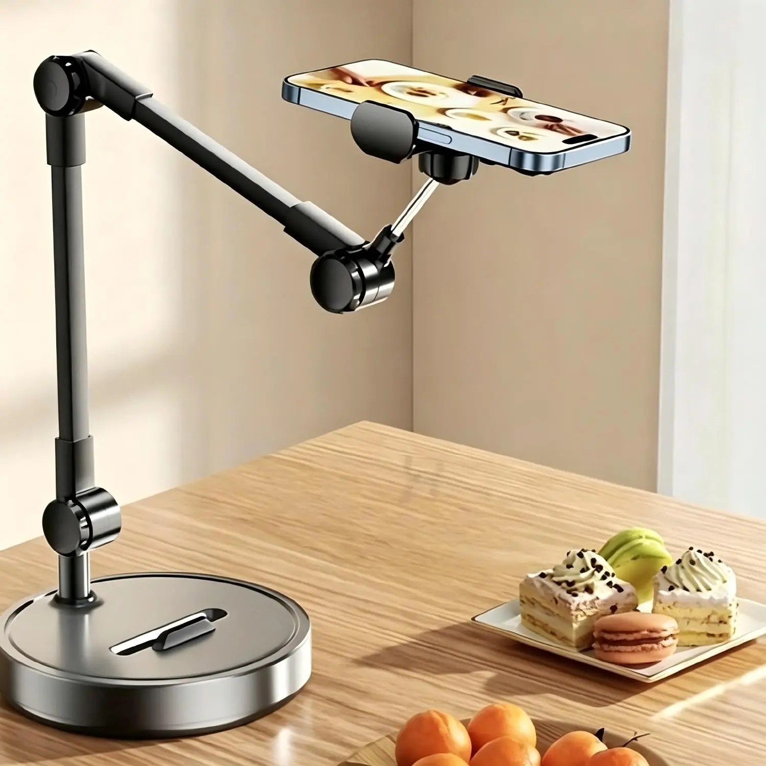 Adjustable Multi-Angle Phone Stand, Metal Desktop Mount, Ideal for Live Streaming, Selfie Sticks, Tripods, Video Recording, Gifts