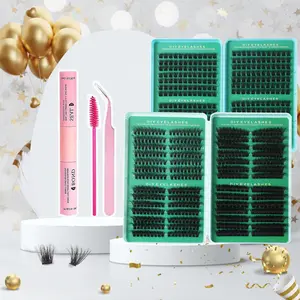 840 Clusters Super Volume Cluster Lashes Kit, Dense Fluffy Individual Eyelashes, DIY Lash Extension Set for Beginners, Includes Glue Tweezers Lash Brush
