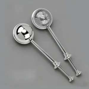 Silver Stainless Steel Push-Type Flour Duster Sifter, Long Handle Kitchen Gadget for Even Sugar-Flour Sprinkling, No-Mess Home Baking Utensil