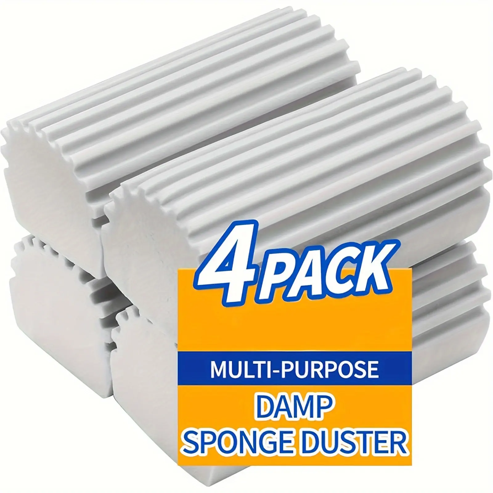 4Pcs Damp Clean Duster Sponge, Reusable Magic Dust Cleaning Sponge for Blinds, Glass, Baseboards, Mirrors & Window Track Grooves