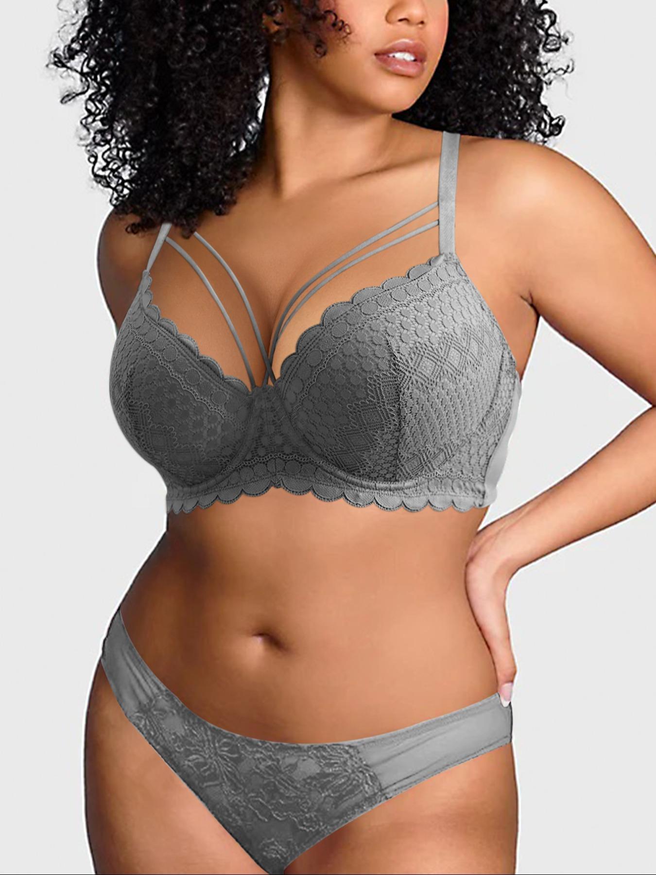 【Plus Size】 Solid Color Push Up Bra, Comfort and Fit Breathable Seamless Underwire Bra, Women's Lingerie for All Seasons