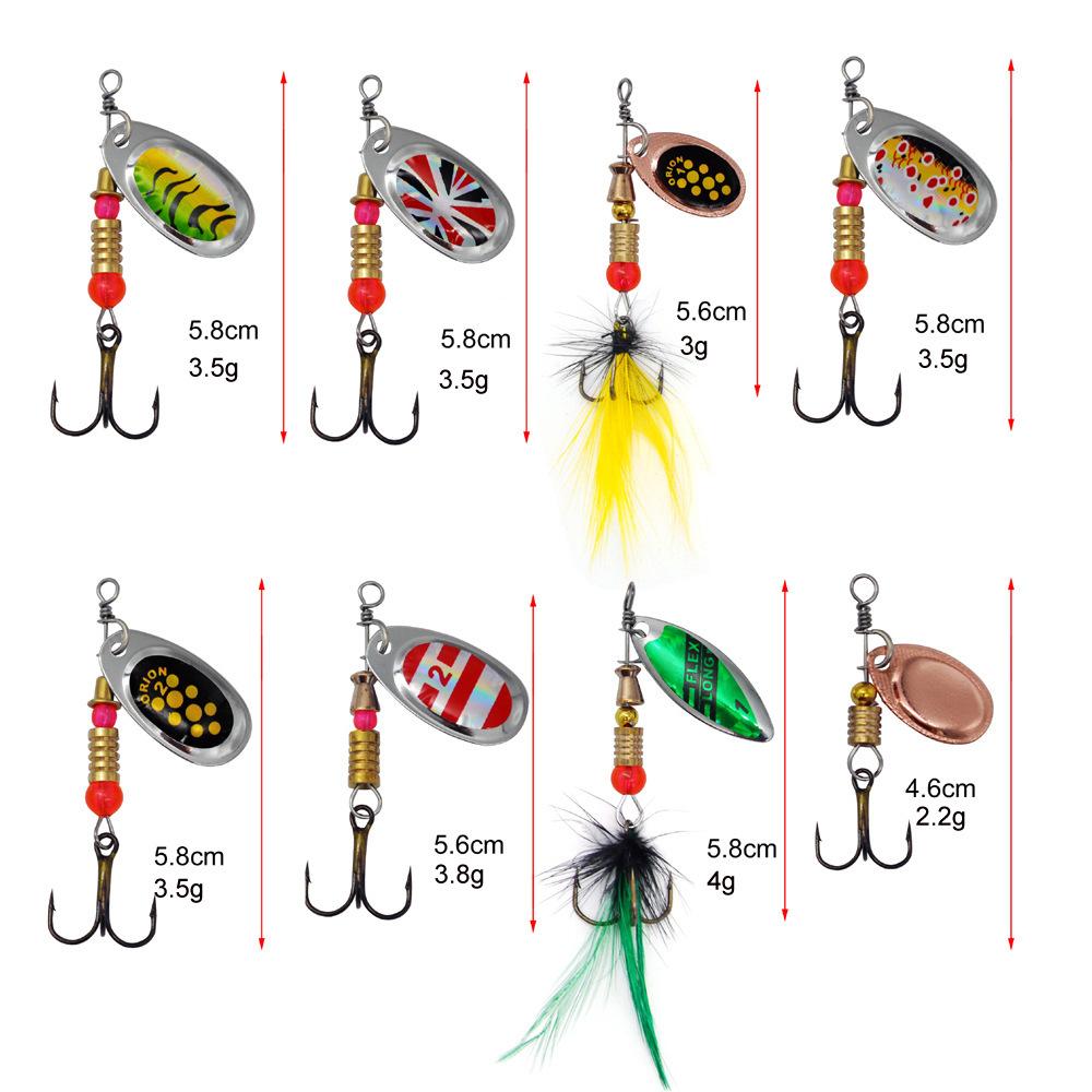 Lure bait rotating composite spinner fishing gear set, 16-piece metal lure spinner artificial bait set