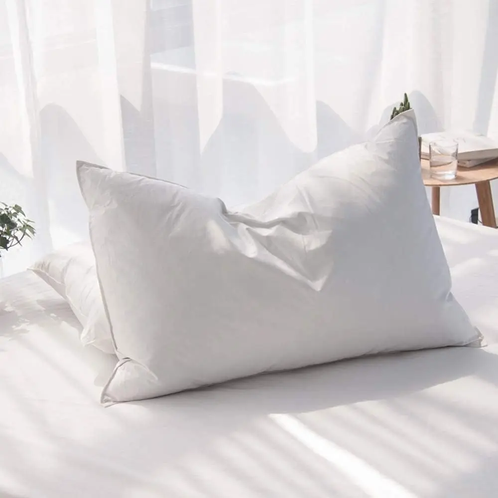 Queen Size Feathers Down Pillows Set of 2, Hotel Quality Fluffy Soft Bed Pillows for Sleeping with Organic Cotton Cover, 20x28" Pack of 2