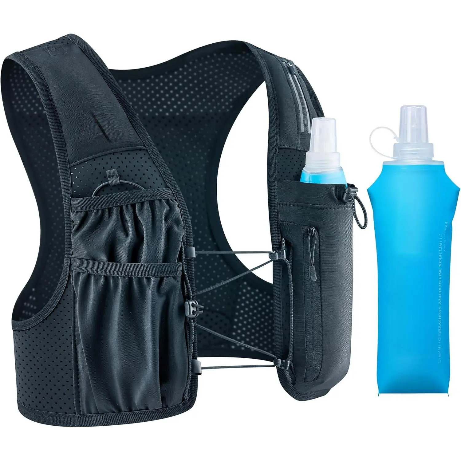 Women's Lightweight Reflective Running Vest - USA Original Patent, Adjustable Chest Straps, 500ml Soft Flask, Marathon Hydration Vest with Reflective Strips