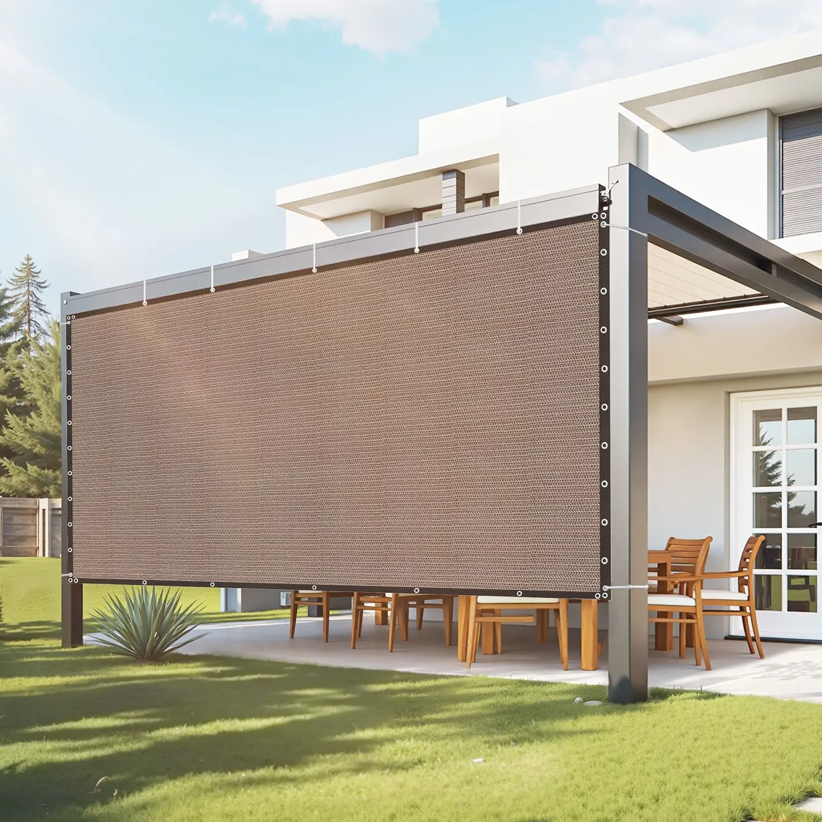 【DealsForYouDays】VEVOR 90 Sun Shade Cloth, 10x 12 ft Pergola Shade Cover with Stainless Steel Grommets, Sun Shades Canopy Privacy Screen with 140 GSM HDPE Material, for Outdoor, Patio, Garden, and Backyard (Brown)