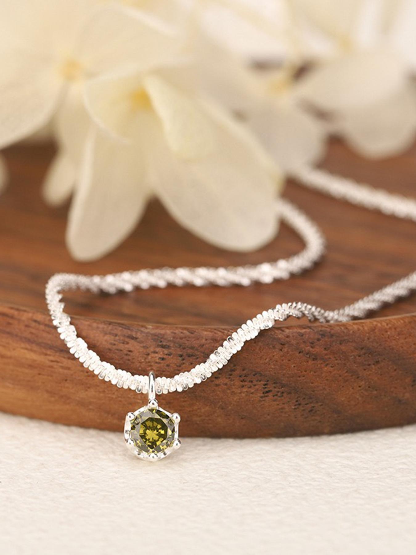 S925 Sterling Silver Artificial Zircon Decor Necklace for Women, Fashion Jewelry for Party, Daily Decor, Trendy All-match & Exquisite Jewelry for Birthday Gift, Cubic Zirconia Necklaces