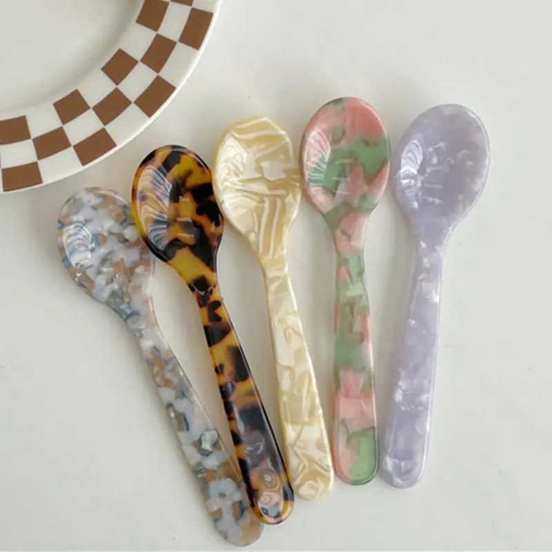 5/10pcs 4.56inch Taster Spoons, Acrylic Mini Spoons, Coffee Caviar Spoons, Assorted Ice Cream Spoons, Dessert Spoons for Home Restaurant, Candy Spoons
