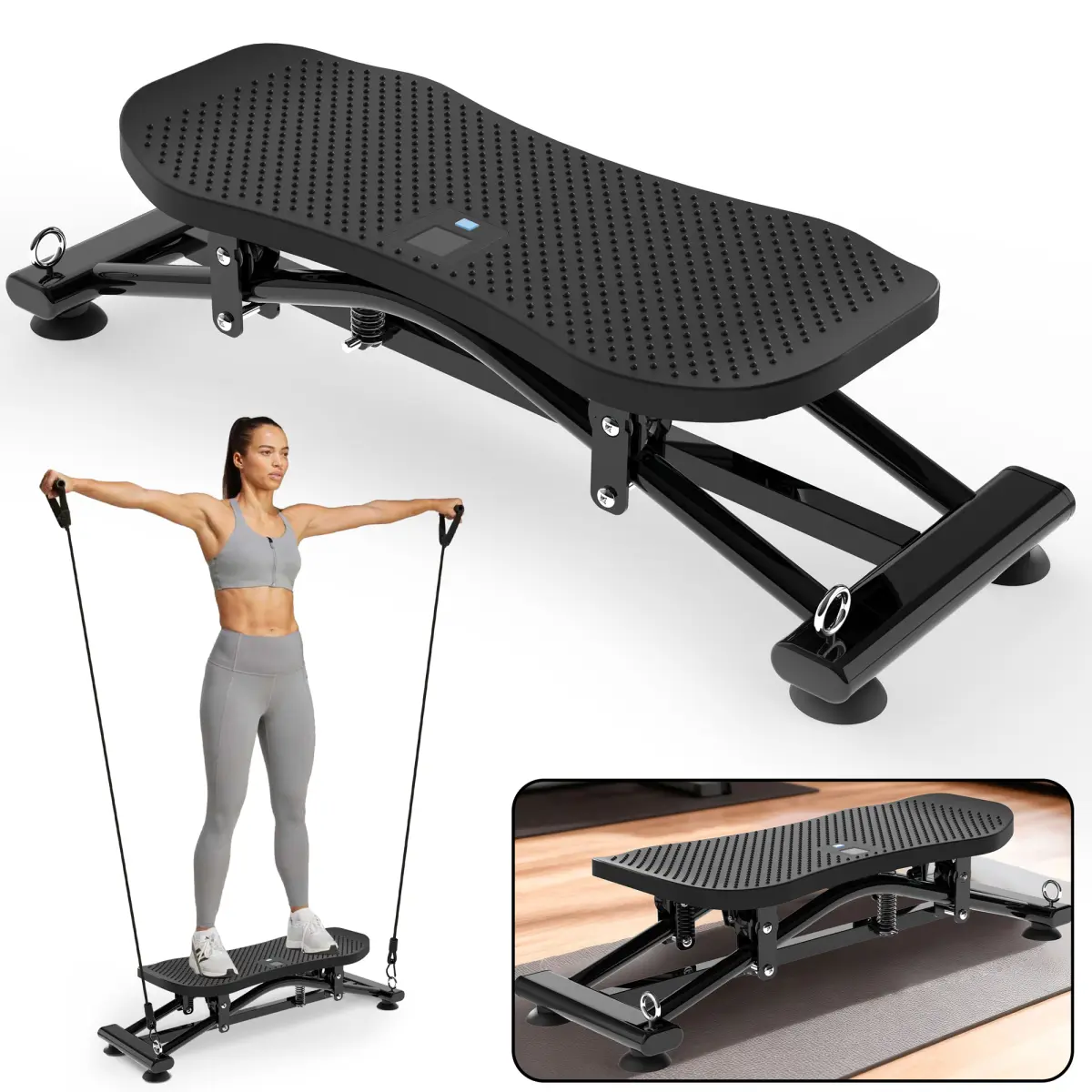 Aobtkel Unisex Sliding Ski Simulator - Adjustable Functional Home Gym Size Indoor Fitness Equipment, Includes Bands, Non-Slip Base, Full-Body Cardio Training for Core, Leg & Arm Workouts