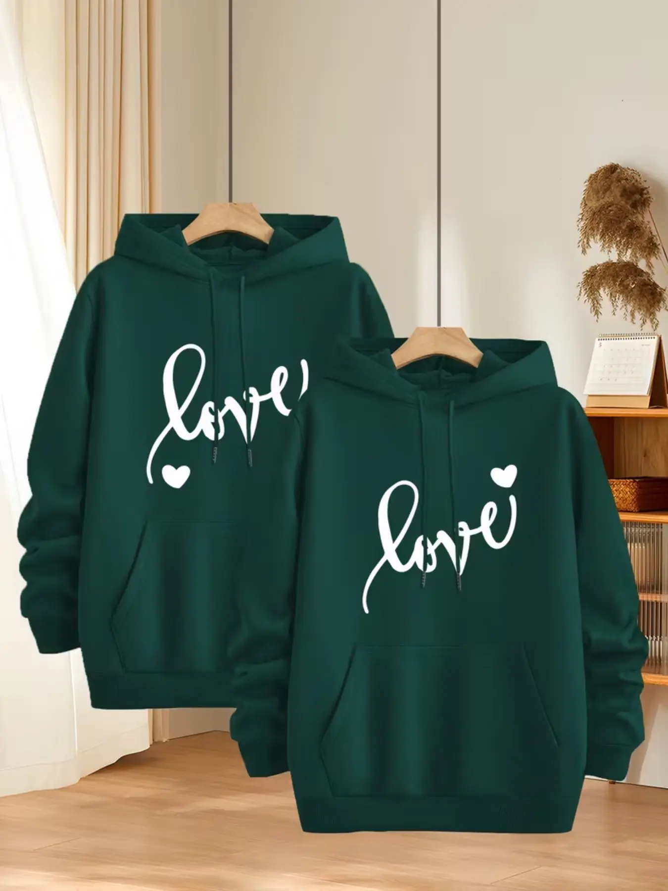 Couple Hoodie Set, Unisex Long Sleeve Sweatshirt, Lightweight Breathable Polyester Fabric, Perfect for Daily Wear & Gifts