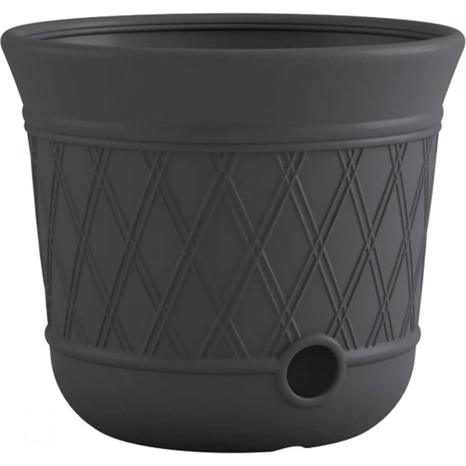 Lattice Hose Pot for Outdoor Garden Storage, Peppercorn - Holds 300 ft Expandable or 50 ft Standard 5/8" Vinyl Hoses, Resin Hideaway Organizer with Drainage and Water Supply Port