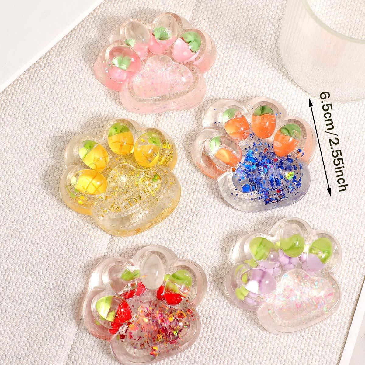 Cat Paw Design Squishy Toy, 1 Count Transparent Fruit-themed Cat Paw Squeeze Toy, Cute Sensory Toy for Adults & Teens