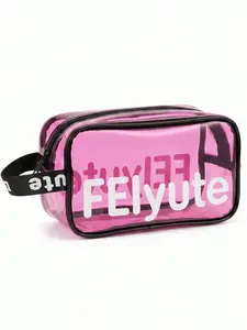 Transparent Travel Bag, Trendy Letter Design, Thickened PVC Waterproof, Large Capacity, Unisex, Ideal for Gym, Swimming, Storage