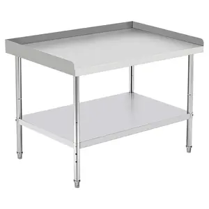 201 Stainless Steel Outdoor Grill Prep Table Fixed Backsplash BBQ Work Table Heavy Duty Patio Food Prep Station Outdoor Kitchen Utility Table 48 Inch x 28 Inch x 30 Inch