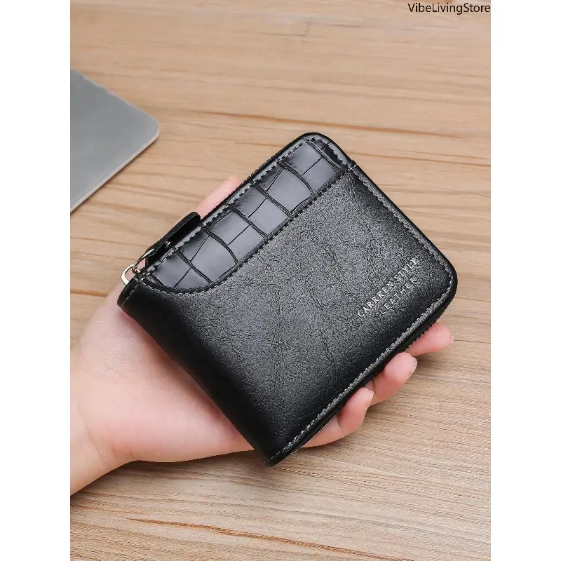 Funky Romantic Bifold Wallet for Men, Vintage Patchwork Leather Design with Multiple Card Slots, Daily Men's Accessories, Glamorous, Ethnic, Cute