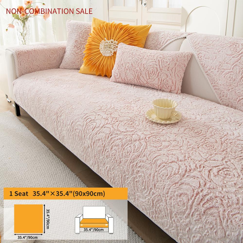 Solid Color Rose Pattern Sofa Cover, Elastic Sofa Slipcover, Couch Slipcover, 1 Count Soft Comfortable Sofa Cushion Cover, Non-slip Sofa Seat Cover, Sofa Protector for Home Living Room