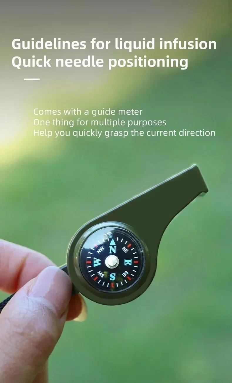 Multifunctional Emergency Survival Whistle with Compass & Lanyard, Loud Safety Whistle for Hiking, Camping, Climbing & Outdoor Sports