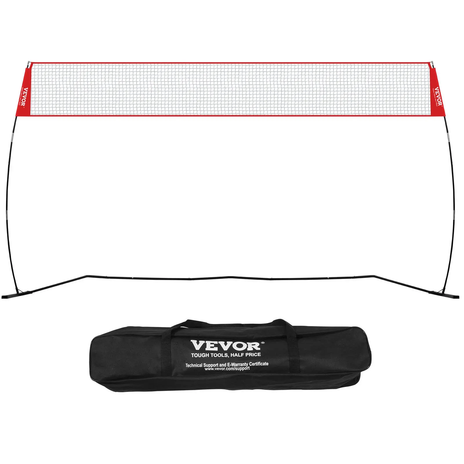 VEVOR Freestanding Volleyball Training Net - Height-Adjustment Capability, Weatherproof Oxford Cloth, No Tools Necessitated Portable System with Carrying Bag for Indoor or Outdoor Practice Drills