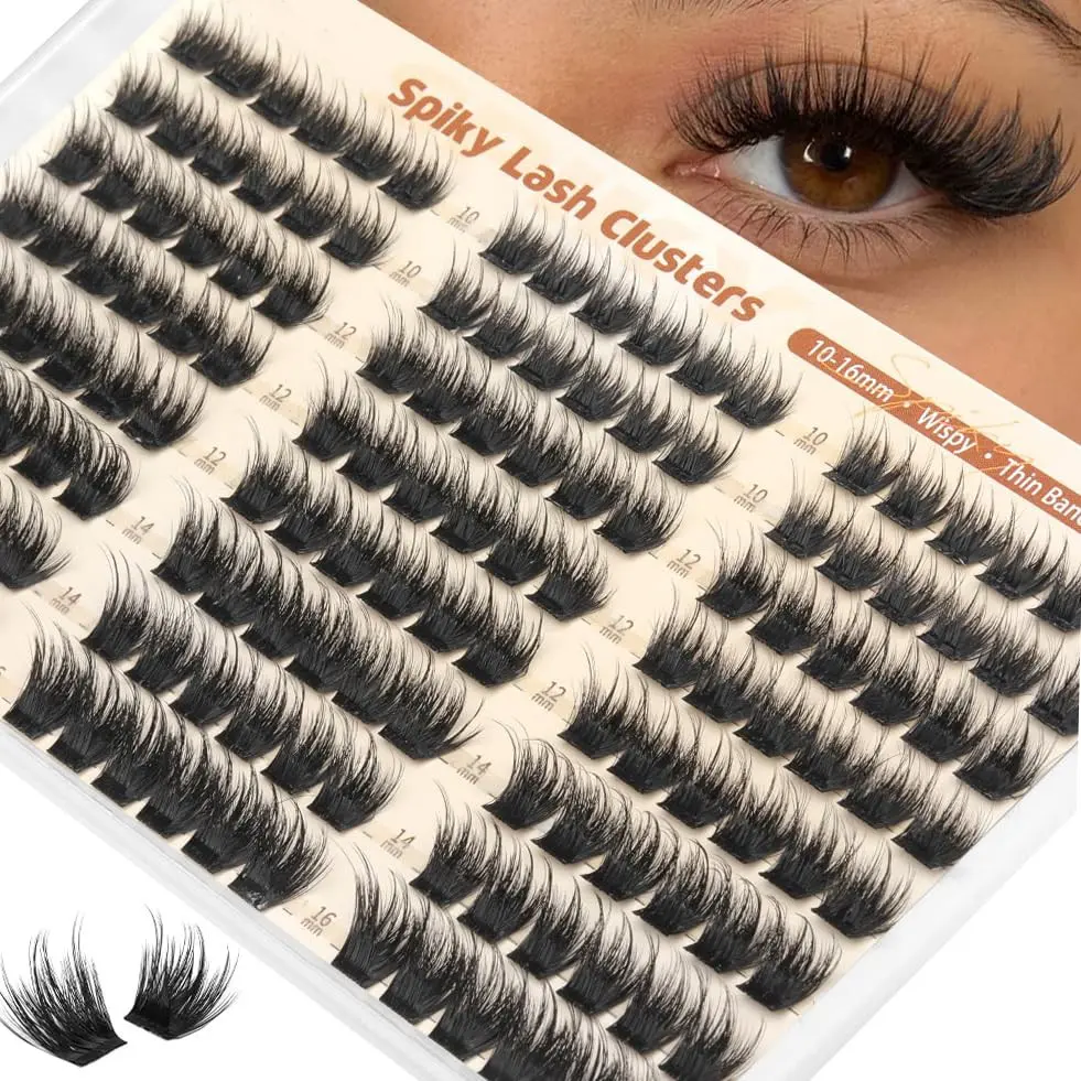 Spider Comic Fine Curl Eyelash Clusters, Natural Fluffy Soft Lashes, 10-16mm Mixed Lightweight DIY Lashes, Suitable for Daily and Cat Eye Makeup