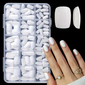 150pcs Short Square Soft Gel Press-On Nails, 15 Full Coverage Removable False Nails, Cute DIY Nail Set for Women, Party & Home Use