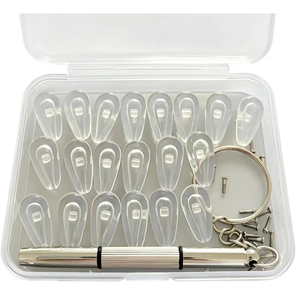 10 Pairs Eyeglass Nose Pads, Non Slip  Air Screw-in Glasses Nose Pad  Repair Kit with Screws &  Nose Pads for Glasses